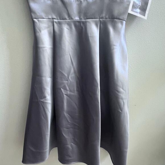 New WTOO By Watters Gray Satin A-Line Prom Flared Midi Bridesmaid Formal Dress 8 - Picture 3 of 7